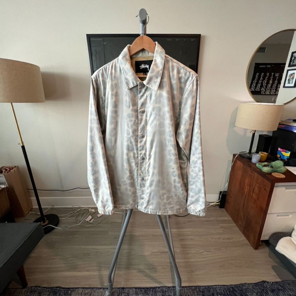 Stussy - Translucent Coach Jacket Leopard (#115375)  - Gray